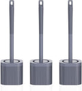 Toilet Brush, Compact Toilet Brush and Holder Set with Nylon Bristles 3 Pack Toilet Bowl Brush Hidden Scrubber Brushes for Bathroom Deep Cleaning—Grey Blue