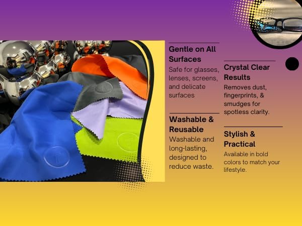 Extra Large Microfiber Screen Cleaning Cloths | 3 Packs | 12"x12", 230 GSM | Australian Designed | Eyeglass, Glasses, Camera, Screen, TV, Laptop & Headset Cleaning Cloths | Core Series