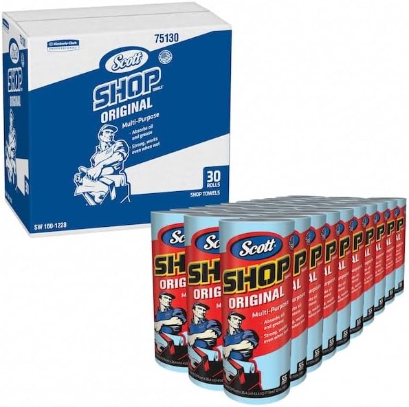 Kimberly-Clark 75130 SCOTT Shop Towel Roll, 55 Count (Pack of 1)