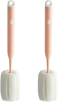 Bottle Soft Brush -2Pcs Sponge Bottle Brush Soft and Easy to Clean, Baby Bottle Sponge Brush Can Effectively Remove The Stain Residue On The Bottom of The Cup(Pink-Brush)