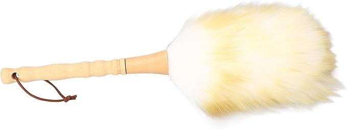 Wooden Handle Lambswool Duster, Soft Wool, Multifunctional Cleaning Brush for Blinds Table Piano, Home Use, Musical Instrument (Long Handle)