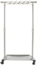 Broom Mop Holder, Movable Put Wet Mops Broom Floor Standing Cleaning Tool Rack 6 Hook and 5 Slots, Stainless Steel Cleaning Supplies Organizer for Home Schools Hospitals Factories Hotels Restaurant
