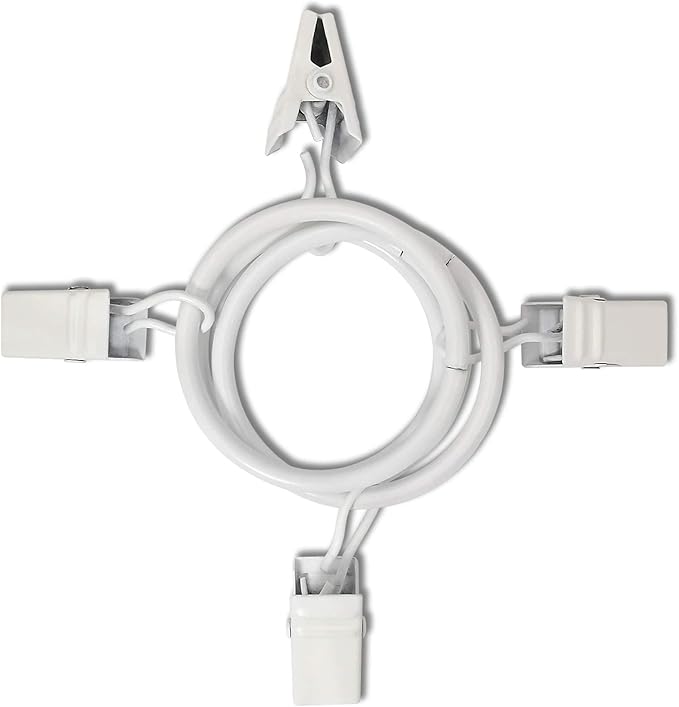 40 Pack Curtain Rings with Clips, Drapery Clips with Rings, Drapes Rings 1.26 in Interior Diameter, Fits up to 1 in Curtain Rod, White