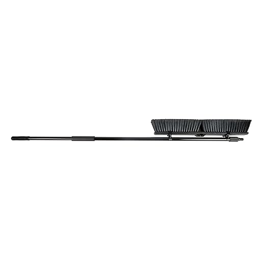 Restaurantware-Clean Tek Professional 23.62 Inch Push Broom, 1 Heavy-Duty Broom with 59â€ Handle - Fine Bristles, 2 Handle Attachment, Wooden, Commercial Use, for Deck, Garage, Yard, Patio