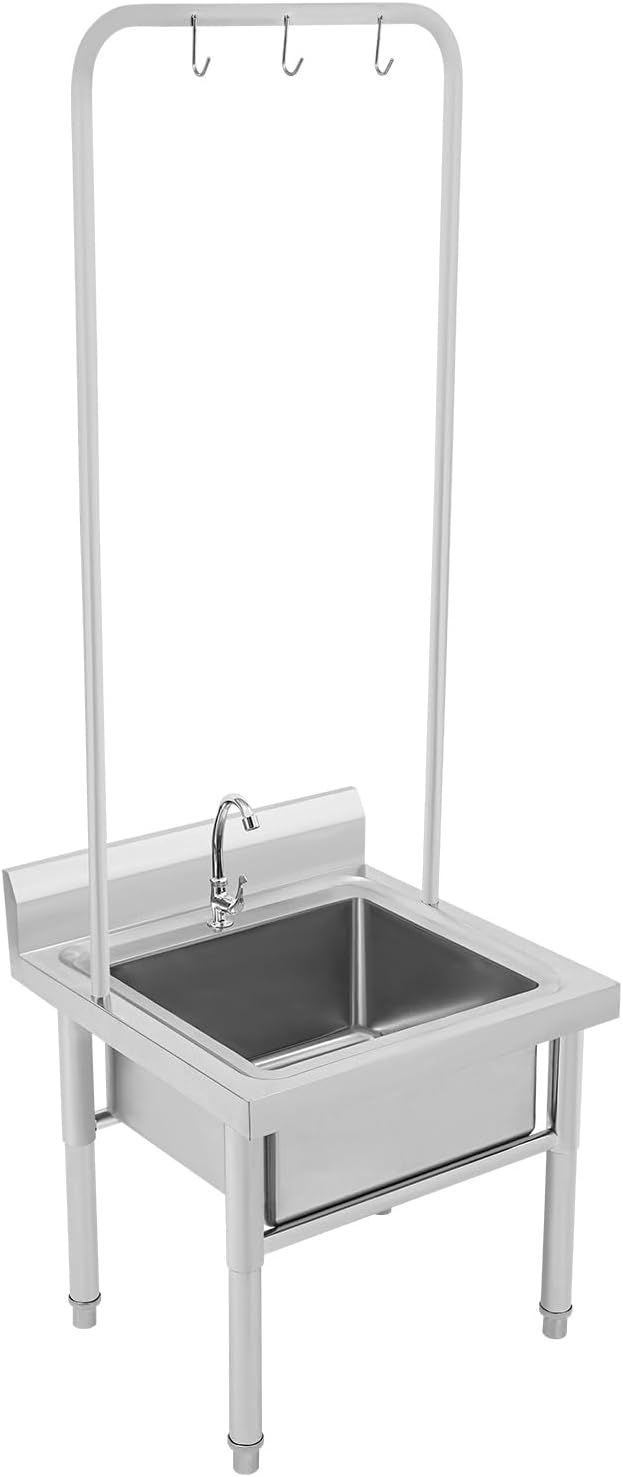 Stainless Steel Floor Mop Sink, Mop sink with Cleaning Tool Rack & Faucet & Drainage, for Laundry Room,Kitchen, Restaurant