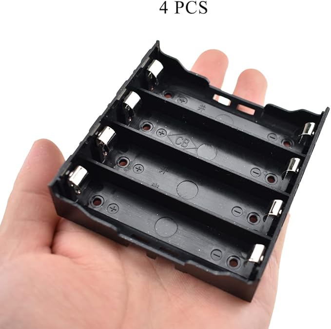 HAHIYO 3.7V 18650 4 Slots Battery Holder with Pin Less Additional Resistive Loss Allows Fully Contact Independent Batteries Bay Case Storage Box 4 PCS for DIY Toy Rechargeable Power System