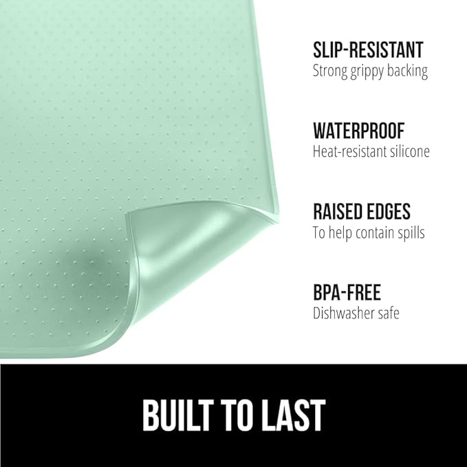 GORILLA GRIP Silicone Coffee Mat, Espresso Machine Bar Accessories, Keep Kitchen Counters Clean, Stays in Place, Waterproof and Heat Resistant Dish Drying Mats, Home Decor Essentials, 11.5x18.9, Mint