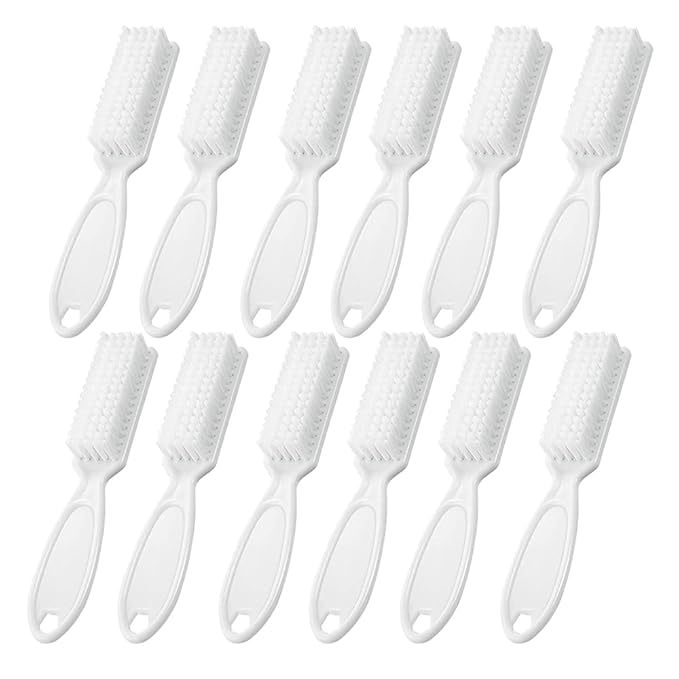 12Pcs Nail Brush for Cleaning Fingernails, Handle Grip Cleaning Brush for Nail and Toenail, Nail Dust Brush Manicure Pedicure Tools Scrubbing Brush Women Men Home Salon(White)