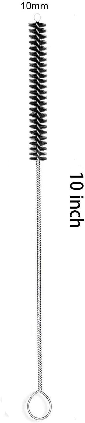 Long Straw Brush, Nylon Pipe Tube Cleaner 10-ihch X 2/5-inch Set of 10 (Black)