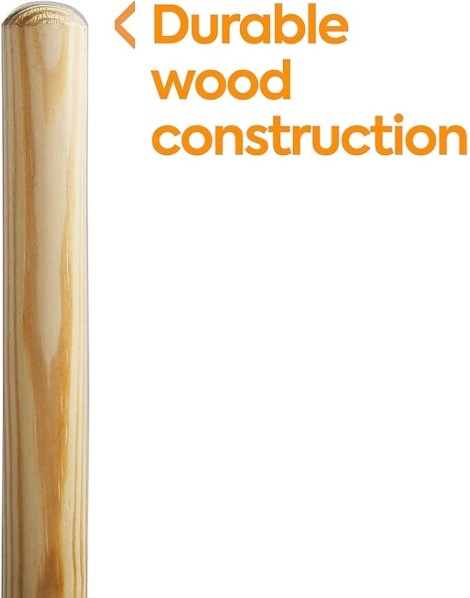Professional 60" Wood Push Broom Handle, Threaded Metal Tip