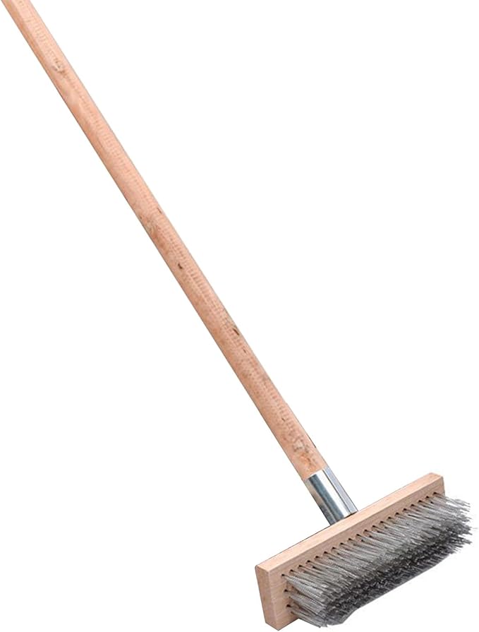 Vikye Scrub Brush with Long Handle, 7.9inch Heavy Duty Floor Scrubber Brush, Stiff Scrubber Brush for Cleaning Shower Bathroom Patio Garage