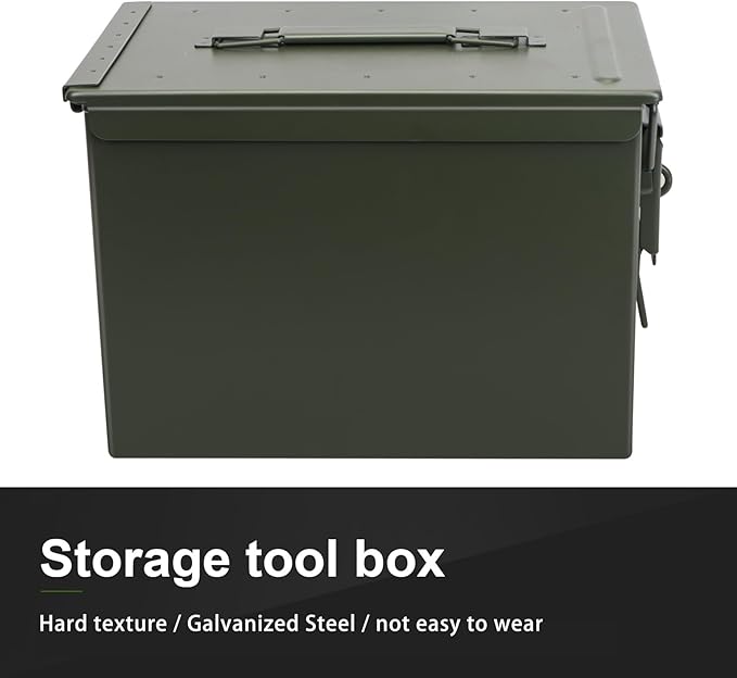 Ammo Can&Ammo Box, Fireproof & Waterproof Metal Storage Box - Perfect for Ammo, Lithium Batteries & RC Car Batteries