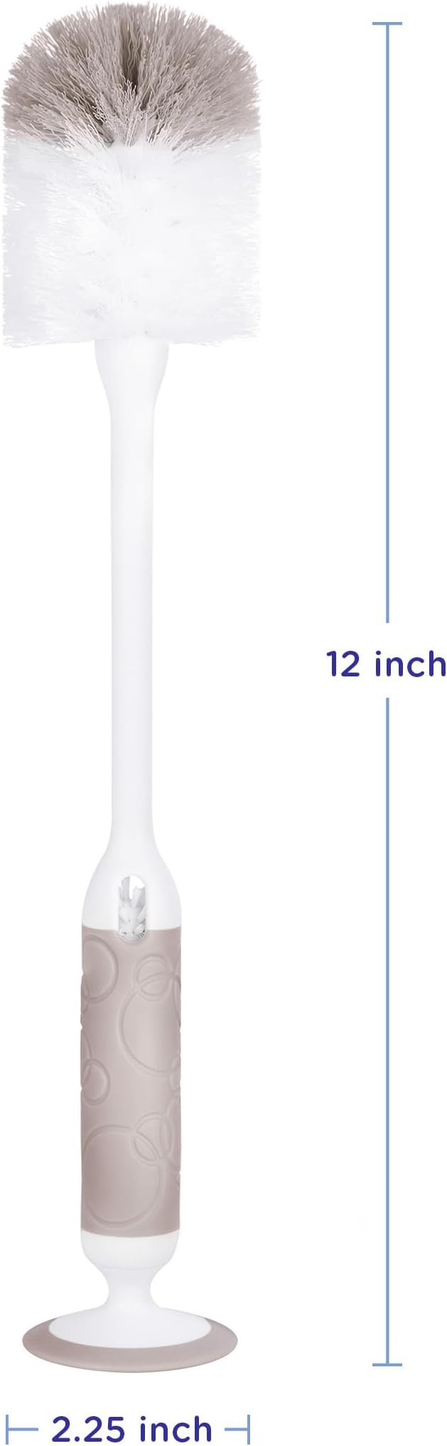 Ubbi Deluxe Baby Bottle Cleaning Set Includes a Nipple Brush with Suction Cup, Taupe