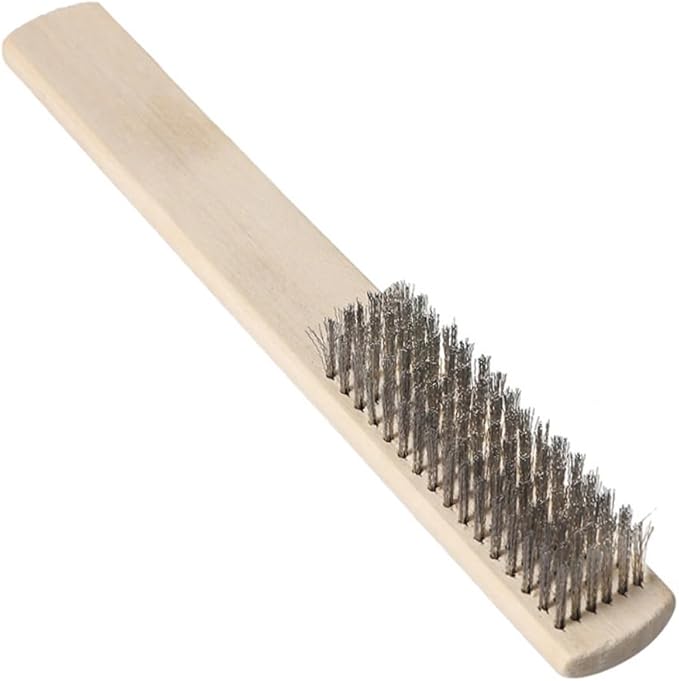 2 Pcs Commercial Scrub Brush Steel Wire for Cleaning Wooden Handle Comfortable Grip Long-Lasting Durability