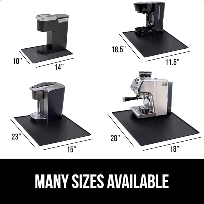 GORILLA GRIP Silicone Coffee Mat, Espresso Machine Bar Accessories, Keep Kitchen Counters Clean, Stays in Place, Waterproof and Heat Resistant Dish Drying Mats, Home Decor Essentials, 10x14, Black