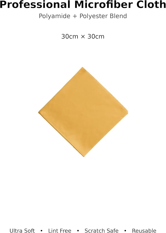 Microfiber Polyamide and Polyester Cleaning Cloth for Everywhere, Glasses, Screens & Delicate Surfaces – Soft, Camera Lens, Car Interior, Piano Black, Lint-Free, Reusable Zigzag Edge (Mustard Yellow)