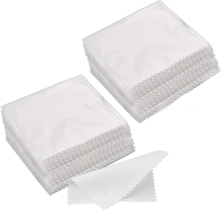 SEVENWELL 50pcs Jewelry Cleaning Cloth Pink Polishing Cloth for Sterling Silver Gold Platinum Small Polish Cloth 8x8cm