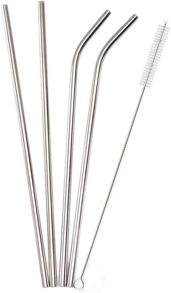 Stainless Steel Straws, 4pcs 12" Ultra Long 0.3" Wide Reusable Metal Drinking Straws with Cleaning Brush for 40oz 64oz Tall Tumblers