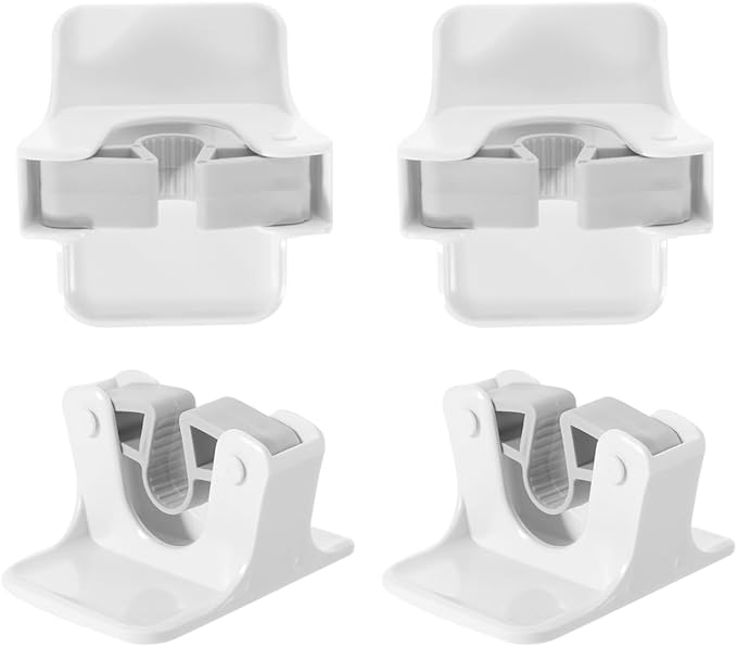 Amosfun 4pcs Broom Holder Wall Mount Mop Grippers Self Adhesive No-Drill Mop Clip Dustpan and Broom Organizer Rack for Bathroom and Kitchen