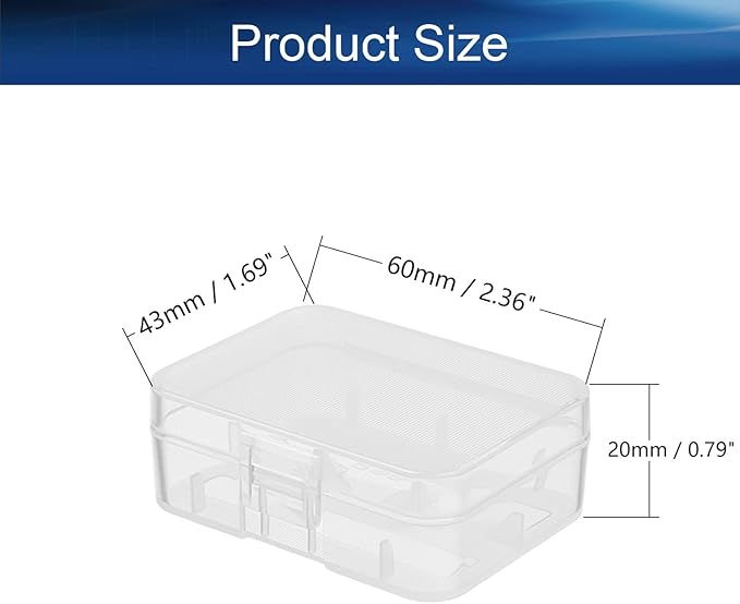 Heyiarbeit Battery Organizer Box PP Battery Storage Case Battery Holder Storage for 18500 Carrying Battery Transparent 2Pcs
