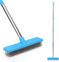 Heavy Duty Wire Broom with 70.8" Telescopic Handle: Stainless Steel Outdoor Broom for Cleaning Moss Concrete Floors Grout Gardens Patio Deck Concrete Garage