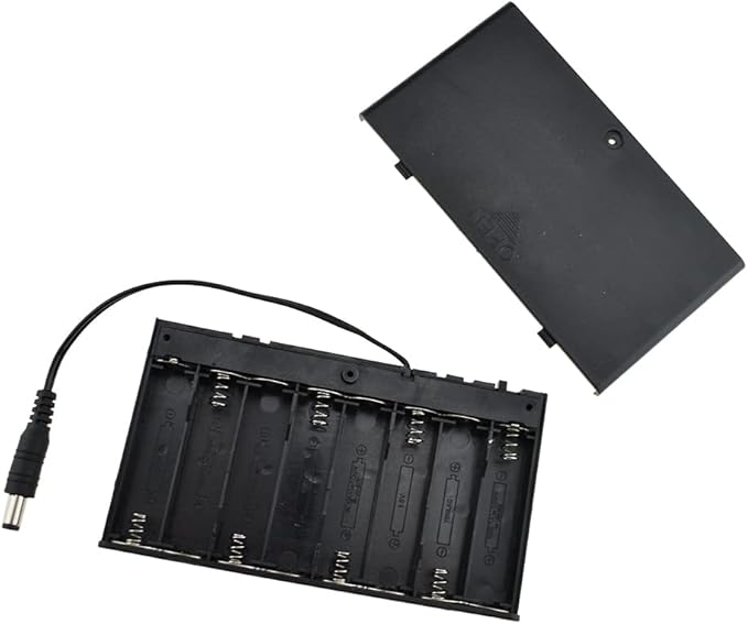 HAHIYO 12V 8x1.5V AA Battery Holder with DC Plug Portable Supply Quick Swap Securely Lids On/Off Switch Plastic Batteries Storage Box Case 2 Pieces for Wireless Cameras Halloween LED Light Strips