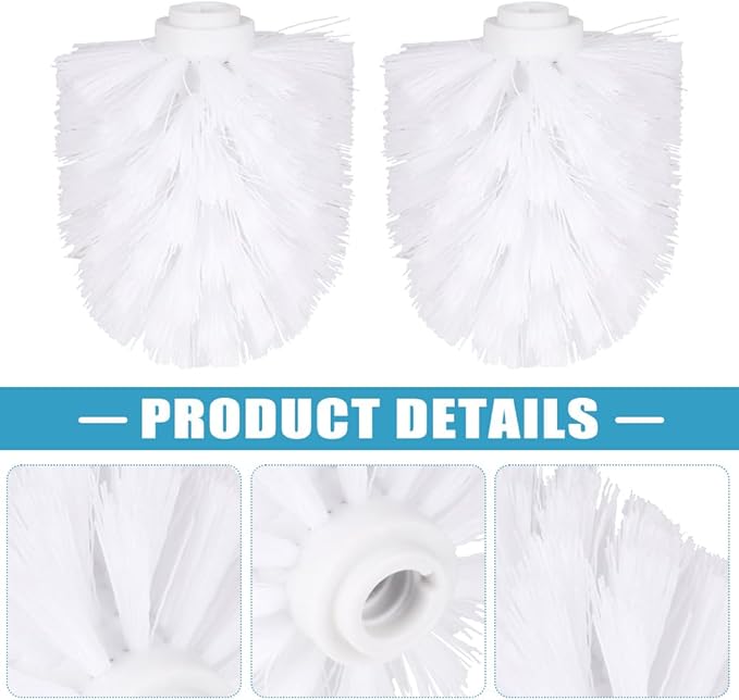 EKDJKK 2PCS Toilet Bowl Brush Replacement Head, Toilet Brush Head Replacement with Durable Stiff Bristles, Cleaning Tool for Home Hotel Bathroom (White)