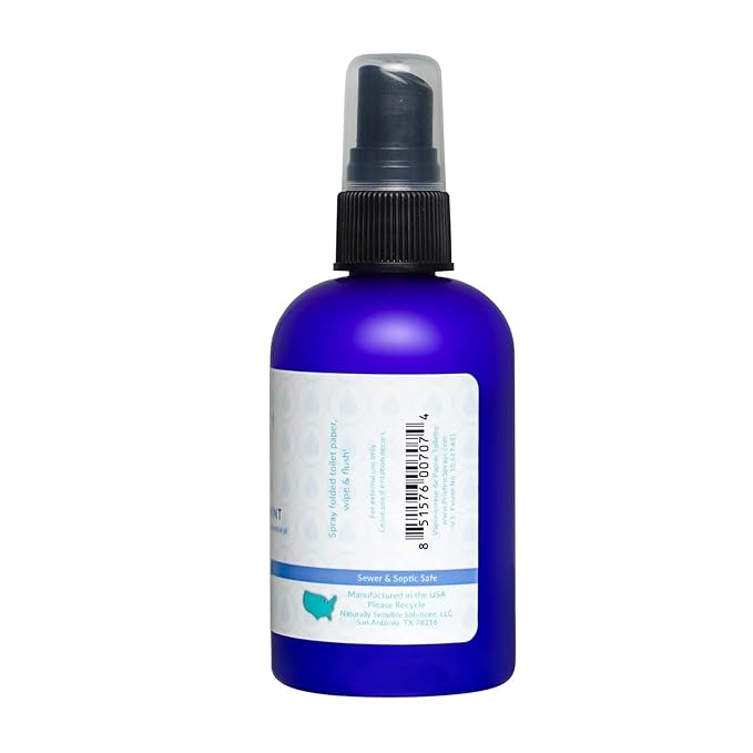 PRISTINE Sprays Toilet Paper Spray, Flushable Wet Wipe Alternative, Cooling Peppermint Scent, 4 oz, 1 oz Travel Size, 32 oz Refill, pH Balanced, Biodegradable