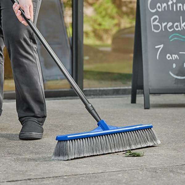 Indoor Outdoor Push Broom Head, 24 Inches, Blue, Soft Flagged Bristles, Acme Thread