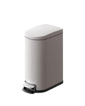 Garvee 2.6 gal / 10 L Metal Bathroom Trash Can with Lid, Slim Waterproof Garbage Can for Bedroom, Small Step-on Trash Bin with Inner Bucket, Rear Handle, Soft Close Lid, Grey