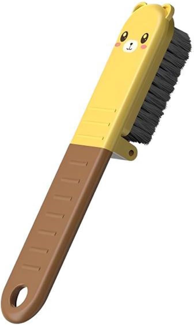 Little Bear Folding Portable Shoe Brush,Multi Functional Bristle Cleaning Brush for Clothes, Carpet,Bathtub,Toilet, Etc(Yellow)