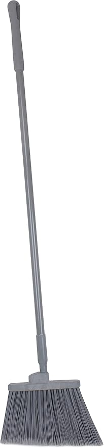 SPARTA 41082EC23 Plastic Color Coded Broom, Flagged Bristles, Long Broom With Angled Head For Large Debris, 56 Inches, Gray