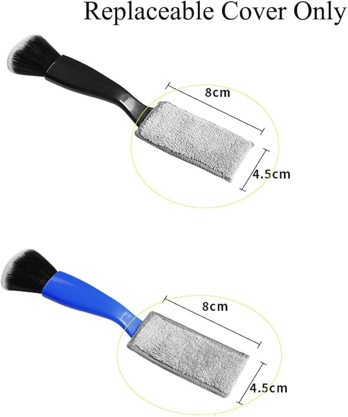 5 Pack Double Head Car Duster Microfiber Sleeves Replacement 2 in 1 Car Interior Dust Brush Refill Pads for Car Interior Detail Dust Brush Detailing Kit Dashboard Car Air Vent Duster Brush