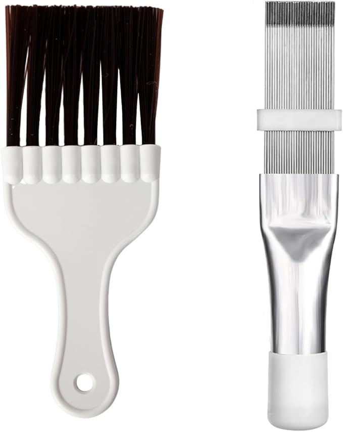2Pcs Air Conditioner Fin CombsCondenser, Refrigerator Coil Cleaning Brush Evaporator Cleaner Stainless Steel Metal Radiator Fin Repair Tool for Refrigerators, Auto, Computers, Kitchens
