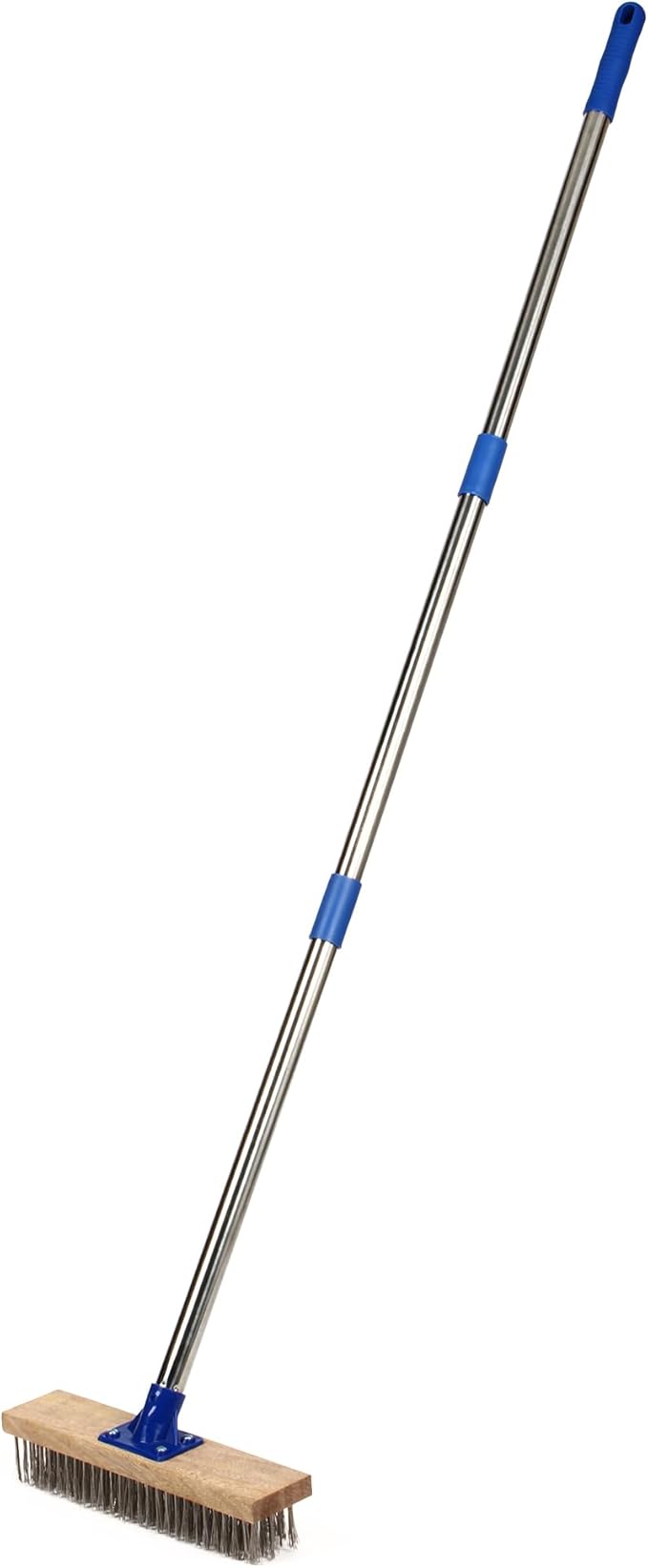 MEIBEI Deck Brush, Stainless Steel Wire with Long Handle 57", Perfect for Algae, Tough Stains on Concrete, Walkways, Patio and Swimming Pool
