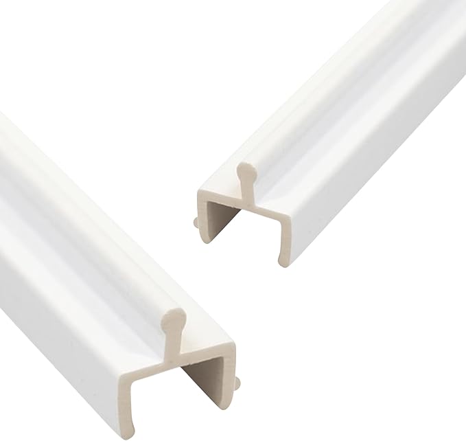 KC Hardware Vinyl Sliding Screen Door Track, Sliding Door Bottom Track Replacement, Patio Screen Door Repair Guide- White Vinyl (48 Inch, 2, Pack)
