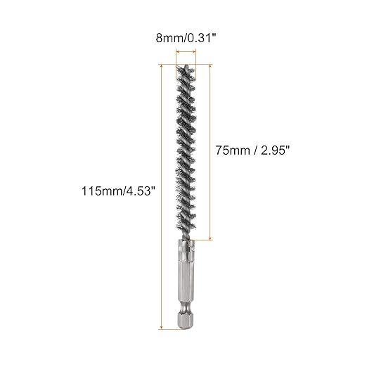 HARFINGTON 5Pcs Bore Brush Stainless Steel 8mm Dia Cleaning Twisted Wire Brush Tube Pipe Cleaner with Handle 1/4 Inch Hex Shank for Tubes, Ports, Bearings
