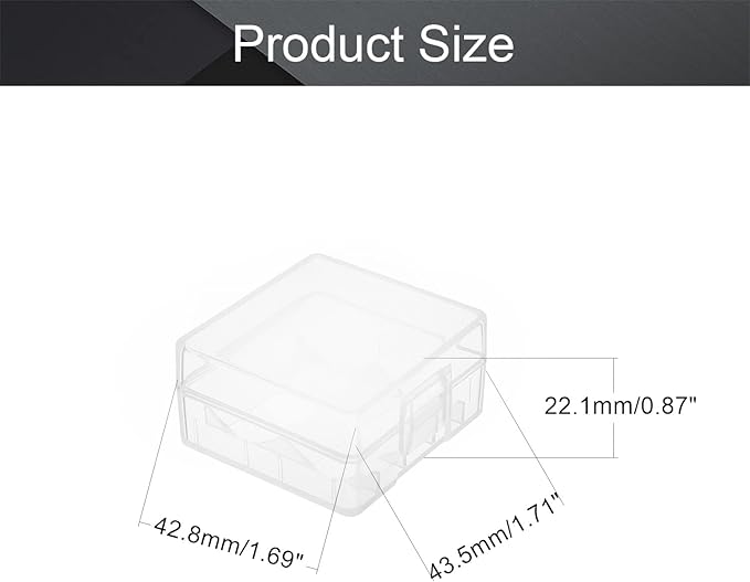 Fielect 2Pcs 18350 Battery Case Battery Storage Box Organizer Battery Storage Case Holder for 18350, Transparent