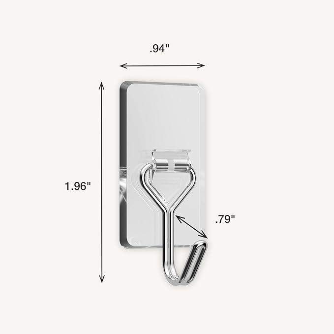 FrogTape reMOVEables Damage Free Adhesive Hook - Removable & Reusable Medium Wire Wall Hooks for Hanging - No Nails- Includes 6 Hooks & 8 Adhesive Strips, Holds up to 2 lbs, Clear (Pack of 6)