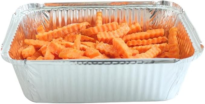PARTY BARGAINS 5 lb Aluminum Pans with Board Lids, 50 Pack – 9 x 7 in Disposable Foil Roasting & Steam Table Pans for Catering, Takeout, Meal Prep, Oven Safe up to 240°C