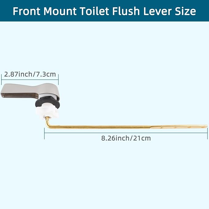 Hygie Rinse 2PCS Metal Toilet Handle Lever Flush Replacement, Universal Front Mount Toilet Handle with Stainless Steel Flapper Chains, Toilet Repair Kit, Brushed Nickel