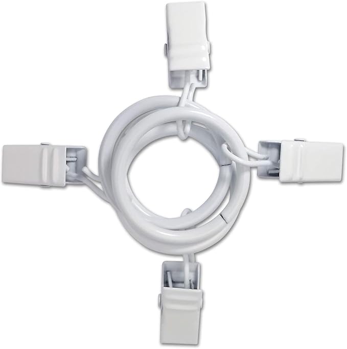 44 Pack Metal Curtain Rings with Clips, Drapery Clips with Rings, Drapes Rings 1 inch Inner Diameter, Fits Diameter 5/8 inch Curtain Rods, White