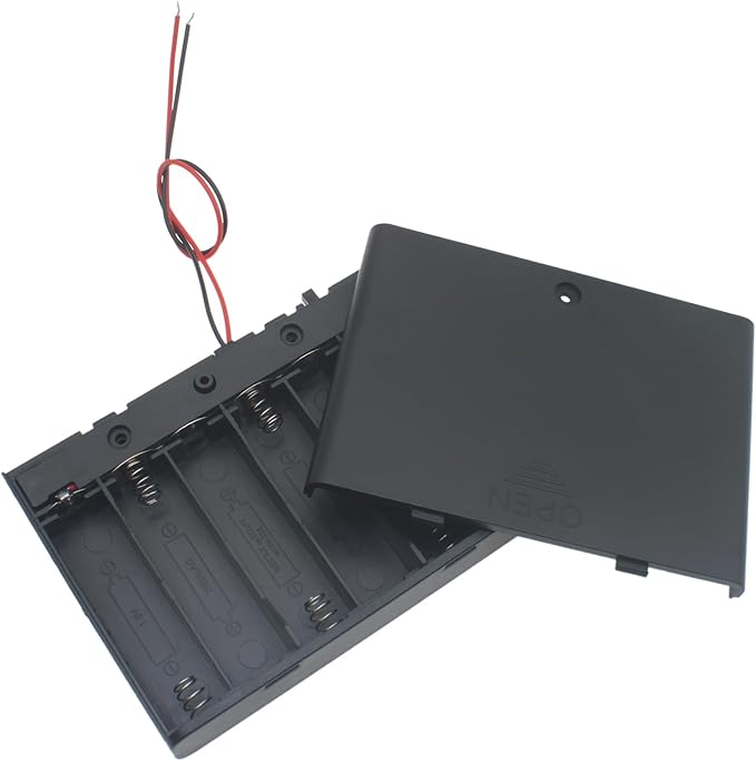 2 PCS 6 Slots AA Battery Holder Bundle with Switch and Leads Plastic AA Battery Case 6 X 1.5 V AA Battery Storage Box with Cap