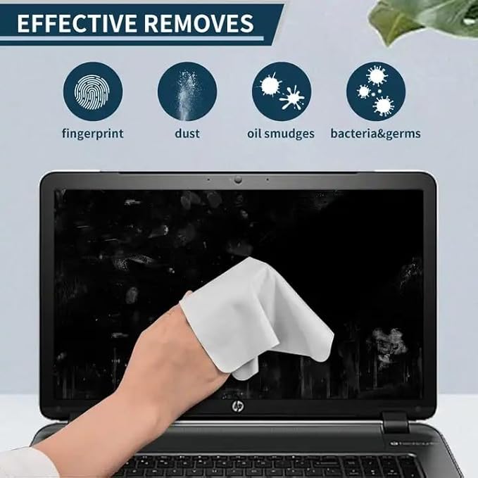 Premium Microfiber Cleaning Cloth in Individual PVC Pouches - Glasses Cleaning Cloth for Eyeglasses, Screens, Phones, Computer, Camera Lens, and Delicate Surfaces (2 x 1Pack)