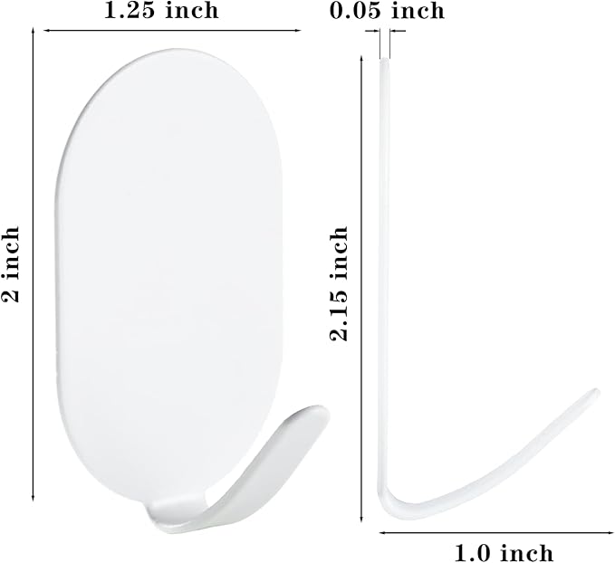 Sticky Adhesive Hooks for Hanging, Key Hooks, Stainless Steel Wall Hooks, Command Hooks, Coat Hooks, Door Hooks, Towel Hanger, Metal Hook, Utility Hooks,Picture Hanger, Storage Hooks, 10Pcs (White)