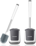 SetSail Silicone Toilet Bowl Brush and Holder Automatic Toilet Brushes for Bathroom with Holder Ventilated Toilet Cleaner Brush for Toilet Scrubber Cleaning, White & Grey (2 Packs)