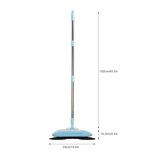 Carpet Floor Sweeper Manual with Horsehair,Hanging Manual Vacuum Carpet Brush Home Tool for Sweeping Mopping (Blue)