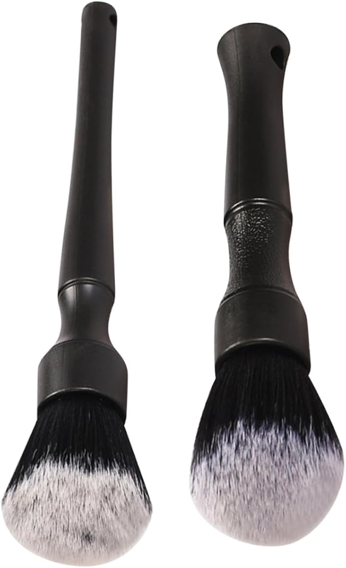LIFKOME 2pcs Car Interior Detailing Brush Set with Ultra Soft Bristles, Air Vent Cleaning Brush for Automotive Gap Dusting and Dashboard Detailing Tools, Black Long and Short Handles,