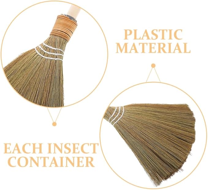 SAFIGLE Handwoven Miscanthus Straw Broom Soft Bristle Indoor Sweeper Removable Design for Living Room Bedroom Kitchen Cleaning
