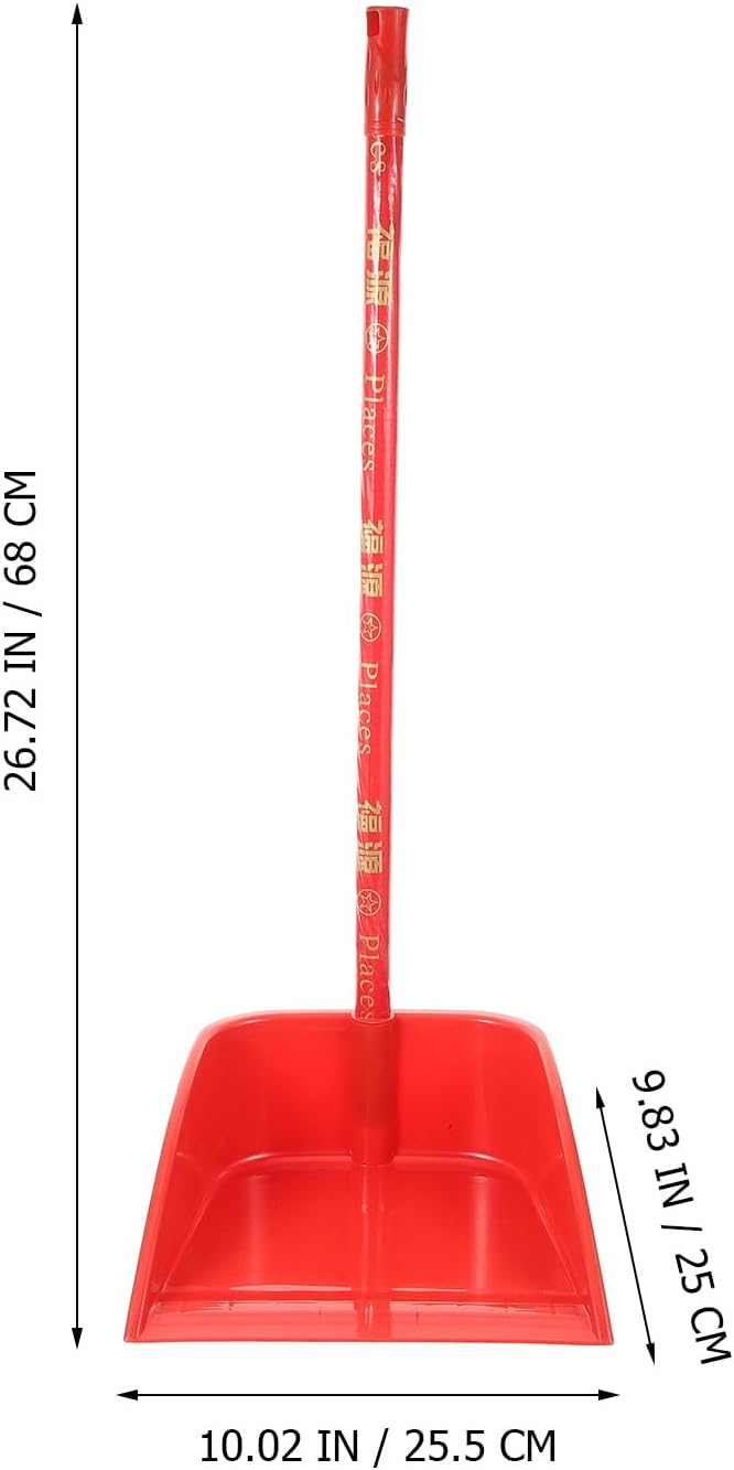 COHEALI Household Dustpan with Long Handle 26.77In Lightweight Upright Cleaning Shovel Reusable Dust Pan for Home Office Kitchen Floor Sweeping (Red)